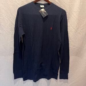 NWT VTG 80s Polo Ralph Lauren Sleepwear Shirt Navy Heather Waffle Sz S